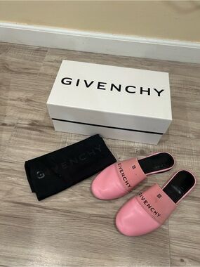 Givenchy Pink Leather Slide Mules with Black Insole